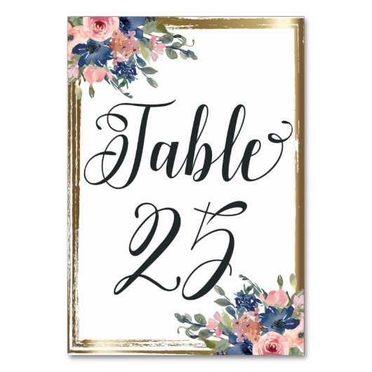 Numéro De Table Aquarelle calligraphie florale Numéro de tableau C (Dos)