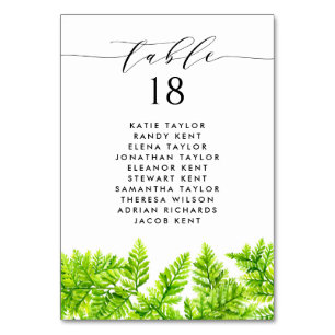 Numéro De Table Aquarelle Chartreuse Fermes vertes Mariage Siège