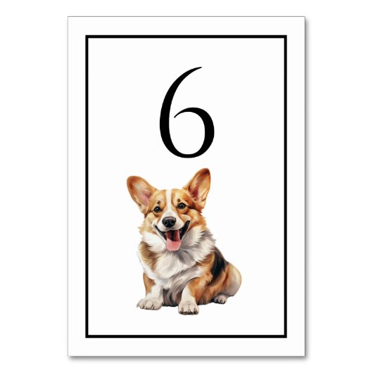 Numéro de table aquarelle Chien Corgi (Par défaut)