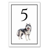 Numéro de table aquarelle chien husky (Dos)