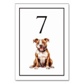 Numéro de table aquarelle chien Pit Bull (Dos)