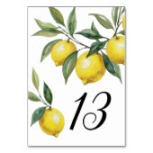 Numéro De Table Aquarelle Citron Mariage Citronné (Dos)