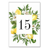 Numéro De Table Aquarelle Citrons et fleurs Mariage d'été (Dos)