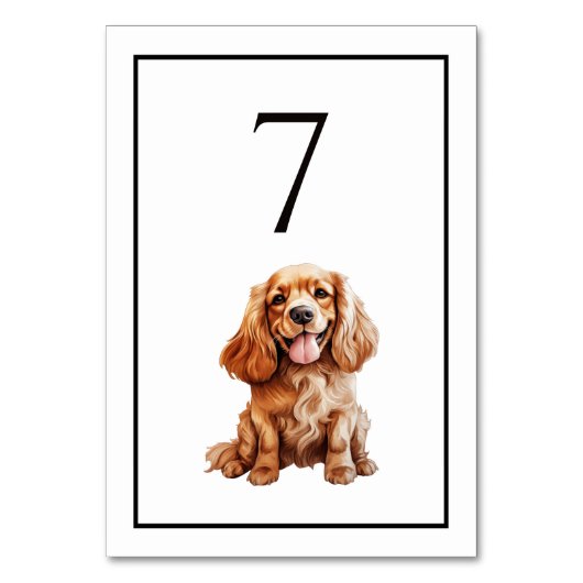 Numéro de table aquarelle Cocker Spaniel (Par défaut)