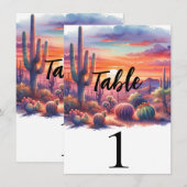 Numéro de table aquarelle Coucher de soleil désert (Devant / Derrière)