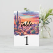 Numéro de table aquarelle Coucher de soleil désert (Debout devant)