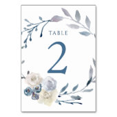 Numéro De Table aquarelle couronne bleu fleurie Tableau Numéro 2 (Dos)