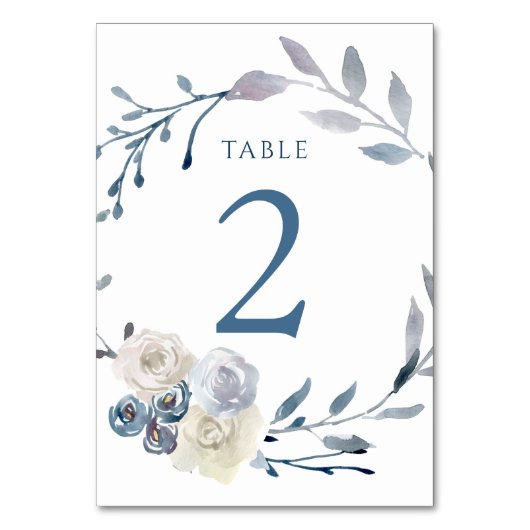 Numéro De Table aquarelle couronne bleu fleurie Tableau Numéro 2 (Par défaut)