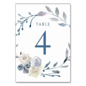 Numéro De Table aquarelle couronne bleu fleurie Tableau Numéro 4 (Dos)