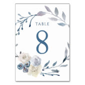 Numéro De Table aquarelle couronne bleu fleurie Tableau Numéro 8 (Dos)