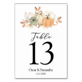 Numéro De Table Aquarelle d'automne Citrouilles et fleurs (Dos)