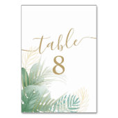 Numéro De Table Aquarelle de feuillage tropical Mariage d'or vert (Par défaut)