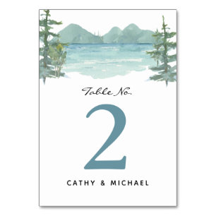 Numéro De Table Aquarelle de Mountain Lake Customisée