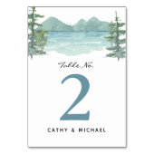 Numéro De Table Aquarelle de Mountain Lake Customisée (Dos)