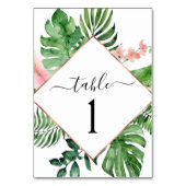 Numéro De Table Aquarelle de palme tropicale Mariage géométrique (Dos)
