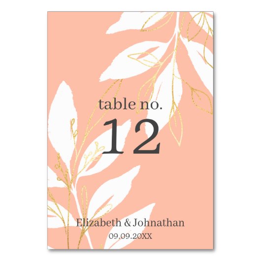 Numéro De Table Aquarelle de Pêche d'or Réception de mariage flora (Par défaut)