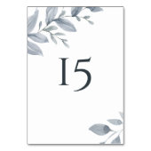 Numéro De Table Aquarelle de verdure bleu poussiéreux (Dos)