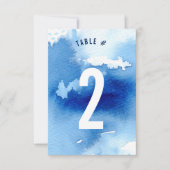NUMÉRO DE TABLE aquarelle design cool bleu foncé (Devant)