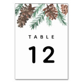 Numéro De Table Aquarelle d'hiver Pinecone Mariage moderne (Dos)