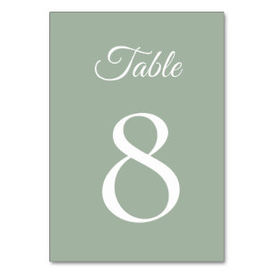 Numéro De Table Aquarelle douce Mariage vert Sage