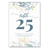 Numéro De Table Aquarelle Dusty Bleu Or Floral Élégant Mariage (Par défaut)