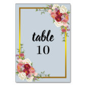 Numéro De Table Aquarelle Dusty Gris Or Blush Peach Mariage (Dos)