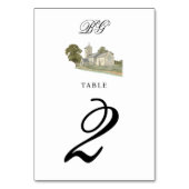 Numéro De Table Aquarelle Eglise traditionnelle Monogramme Mariage (Dos)