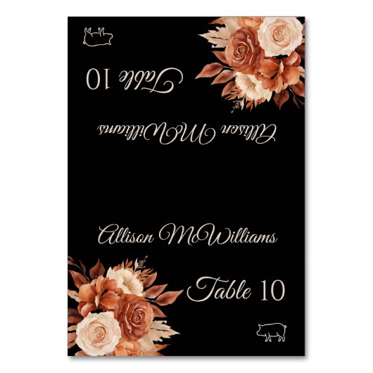 Numéro De Table Aquarelle Elégance Automne Icône Porc - (Par défaut)