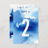 NUMÉRO DE TABLE aquarelle élégante bleu foncé cool (Devant / Derrière)
