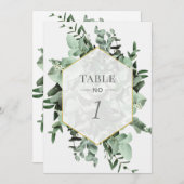 Numéro de table aquarelle Eucalyptus et verdure (Devant / Derrière)