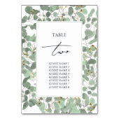 Numéro De Table Aquarelle Eucalyptus Mariage de fleurs vertes (Dos)