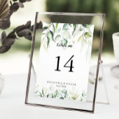 Numéro De Table Aquarelle Eucalyptus Mariage de verdure