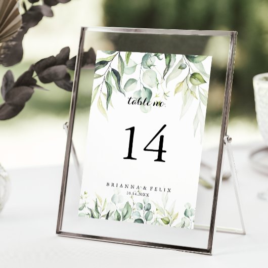 Numéro De Table Aquarelle Eucalyptus Mariage de verdure