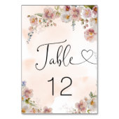 Numéro De Table Aquarelle Fête des mariées florale rose pâle (Par défaut)