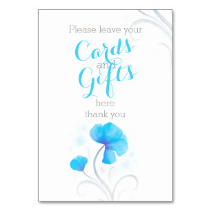 Numéro De Table Aquarelle fleur bleu mariage panneau cadeau