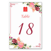 Numéro De Table Aquarelle fleur double xi cadre mariage chinois (Dos)