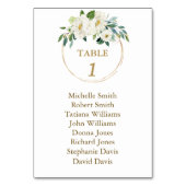 Numéro De Table Aquarelle Fleurs blanches Baptême Tableau de siège (Dos)