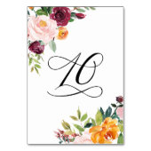 Numéro De Table Aquarelle Fleurs d'automne Floral Table Numéro 10 (Dos)