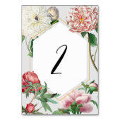 Numéro De Table Aquarelle Fleurs de Pivoines Blanches Roses Mariag (Dos)