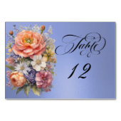 Numéro De Table Aquarelle Fleurs Sauvages - Bleu Ciel (Dos)