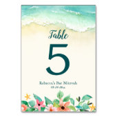 Numéro De Table Aquarelle Floral Beach Bat mitzvah (Dos)