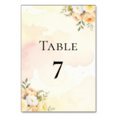 Numéro De Table Aquarelle Floral Boho Roses Mariage double face (Dos)
