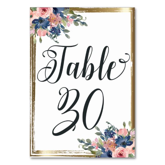 Numéro De Table Aquarelle Floral Calligraphie Numéro de tableau Ca (Par défaut)
