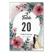 Numéro De Table Aquarelle Floral Mariage Et Groom Élégant Mariage (Dos)
