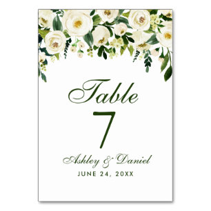 Numéro De Table Aquarelle Floral Mariage vert