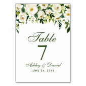 Numéro De Table Aquarelle Floral Mariage vert (Dos)