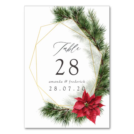Numéro De Table Aquarelle Floral Noël Mariage géométrique (Par défaut)