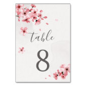 Numéro De Table Aquarelle Floral rose cerisier Mariage (Dos)
