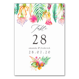 Numéro De Table Aquarelle Floral Tropical Summer Beach Mariage
