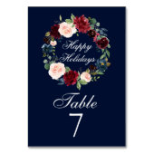 Numéro De Table Aquarelle Floral Wreath Élégant Joyeux Vacances (Dos)